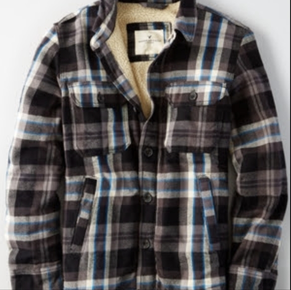 AEO Lined Flannel Shirt Jacket - Picture 4 of 4